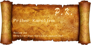 Priher Karolina névjegykártya